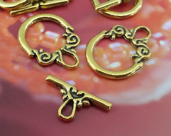 Ton or Fermoir à bascule pour collier,Fermetures de bracelet,Fermeture à bascule décorative pour bracelet,Collier en or,Fermoir à bascule orné d’or