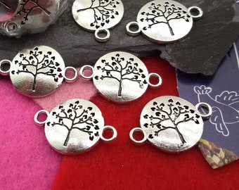 Baum-Leben-Armband-Verbinder, tibetanischer Silber-Baum-Leben-Verbinder für Halskette, silberfarbener Verbinder für Ohrringe, Verbinder Antik Silber,