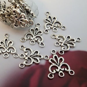 Złącza Antyczne Srebro, dekoracyjne złącza do biżuterii, złącza Tybetańskie Srebro, srebrny ton Złącze do Kolczyków, srebrne ton Linki