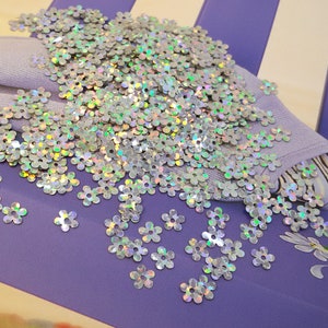 holografische glitter bloemen pailletten paillette, hars kunst zilveren kleur glitter, bloem glitter voor gelnagels, iriserende glitter zilveren kleur