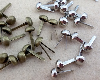 split rivets,bronze bifurcated rivets,small decorative rivet,two legs silver rivet,split bifurcated rivet,antique bronze tone piercing rivet