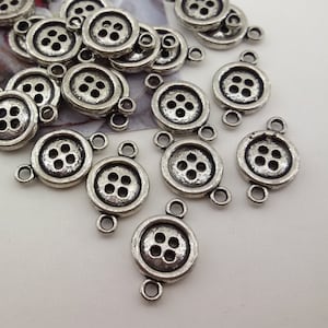 Złącza Antyczne srebrne koraliki, małe łączniki do bransoletek, okrągłe łączniki w odcieniu srebra, łączniki w odcieniu srebra do kolczyków, ogniwa do srebrnych koralików