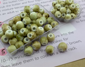 beige spotted ceramic beads,light brown ceramic beads,black spots porcelain beads,round beige porcelain bead,beige glazed ceramic  beads