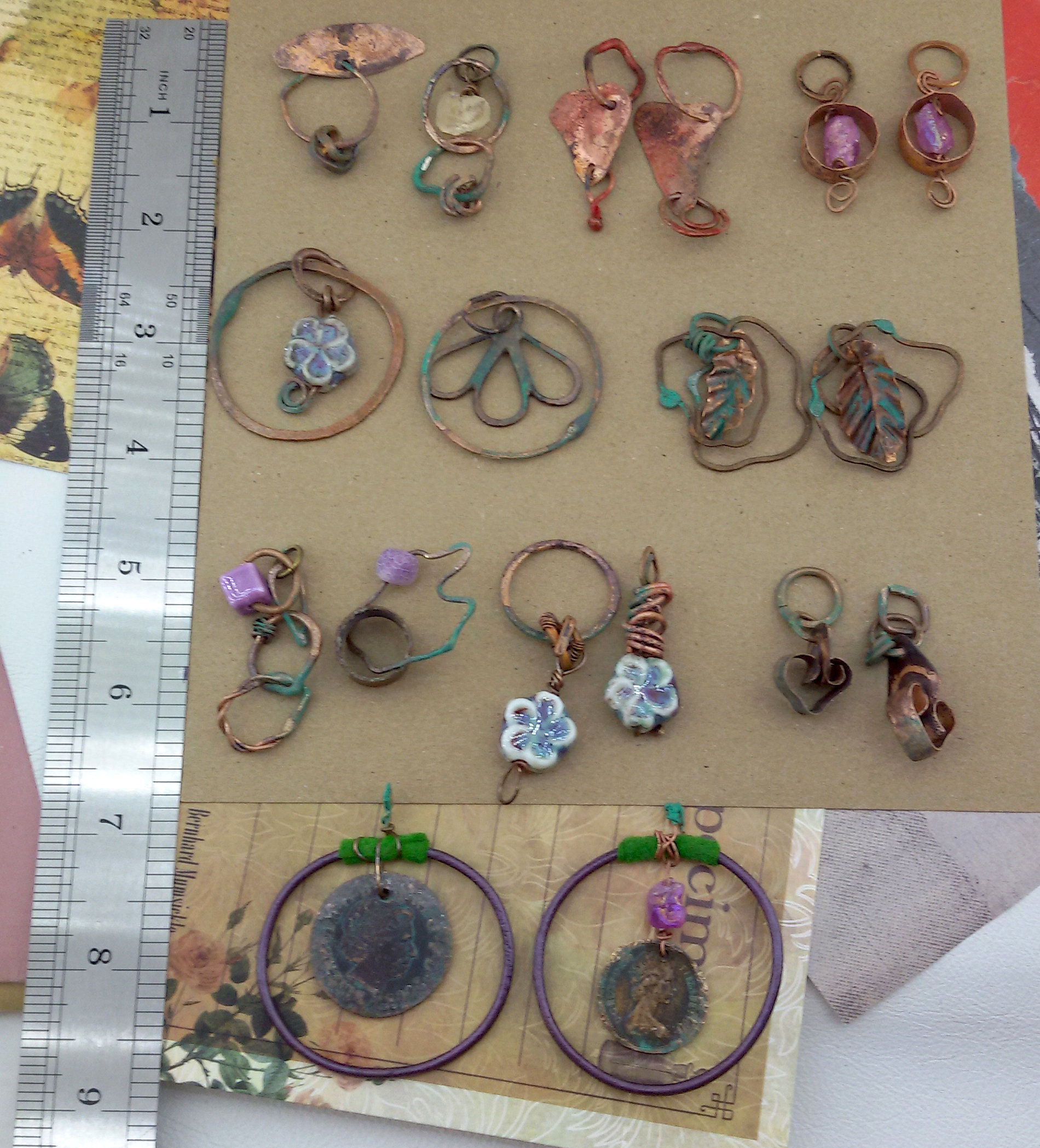Copper Altered Elements,assemblage Jewelry Parts,earrings 