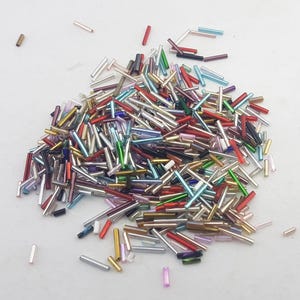 Mezcla de colores de cuentas de vidrio tubulares, cuentas de costura acampanadas, cuentas de vidrio largas, cuentas de vidrio tubulares con flecos, cuentas acampanadas para tejer, cuentas tubulares para bordar