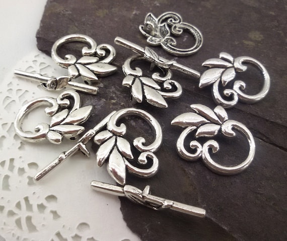 Tibetan Silver Toggle Clasps,toggle Clasp for Necklace,ornate Silver Tone  Bracelet Closures,silver Tone Fasteners for Jewelry,silver Clasp 