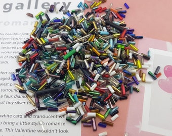 Tube Glass Beads mix of colours,short Bugle glass Bead,colour mix sewing Bead,Tube Glass multicolored Bugle Bead,small Embroidery bulge bead