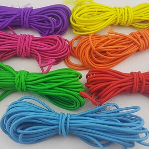 elastic round cord,elastic colorful cord 2 mm,elastic purple cord,elastic red cord,2.2m elastic green cord,elastic yellow cord,elastic blue