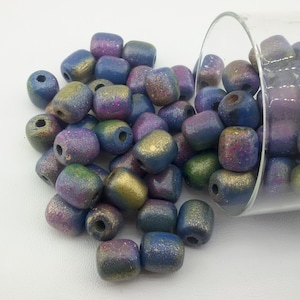 Holz Fass Perlen, 10 blau rosa Schnur Stopper, große Loch Perlen, Makramee Holzperlen, große Holzperlen, Silber Spacer Perlen, 17mm Perlen,