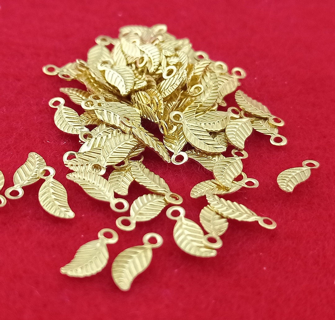 Tiny Gold Leaves Charms,gold Tone Charms for Earrings,25 Leaves Brass