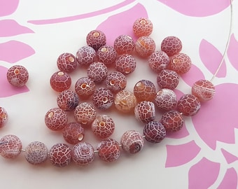 orange agate beads,8mm cracked agate gems beads,6 mm orange agate beads,semi precious cracked agate beads,orange matte frosted agate beads