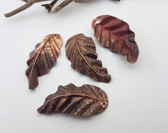 copper leaves charms,antique patina copper leaves,copper leaf charm for earrings,old patina jewelry copper leaf,vintage patina copper leaf