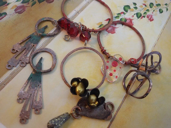 Set Of disassembled copper belt, art parts, jewelry parts Antique Copper Elements,assemblage Jewelry Parts,altered  main image 4