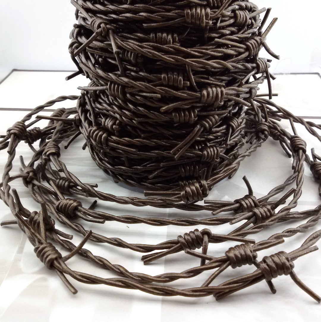 Barbed Wire Leather Cord,1 Metre Brown Barbed Wire Leather Strap