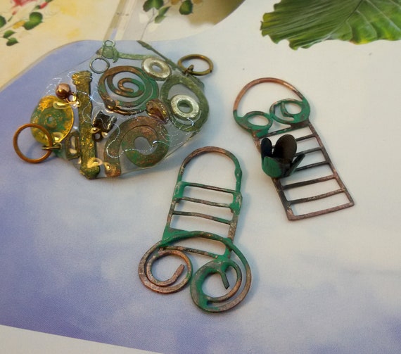Antique Copper Elements,assemblage Jewelry Parts,altered 