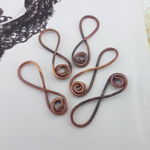 antique copper infinity links for necklace,patina copper connector links,infinity shape copper connectors,large copper  links for jewelry