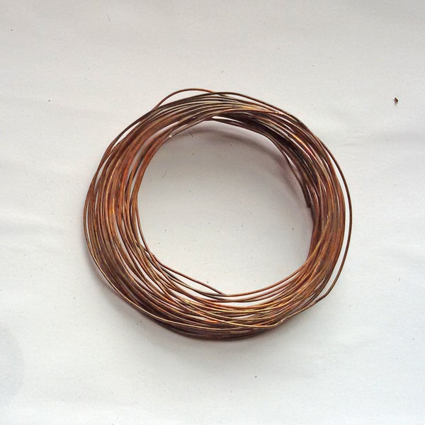 fil de cuivre, fil pour bijoux, 10 m/0,8 mm, fil de cuivre vieilli, fil patiné, fil de cuivre pour perles, fil pour crochets d'oreille, patine appliquée à la main, fil de cuivre brut