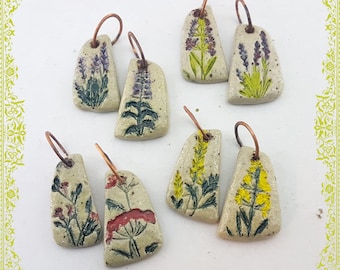 ceramic charms pendants handmade pottery,handcrafted  copper and ceramic charms for jewelry,glazed rustic natural pottery earrings  charms