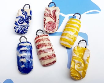 ceramic charms pendants colourful rustic handmade,handcrafted ceramic floral charms for earrings,glazed pottery necklace charm pendant