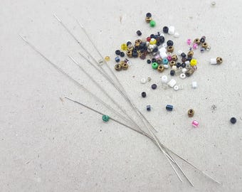 Aguja para abalorios de ojo grande, juego de 6 agujas finas y largas para abalorios, aguja para ensartar perlas, aguja para abalorios de joyería, aguja para abalorios con semillas, aguja para abalorios