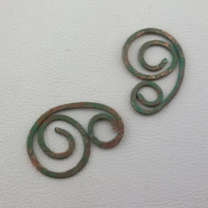 antique green patina copper swirls connectors for jewelry,paisley copper links old patina,copper spiral links Connectors for chain necklace
