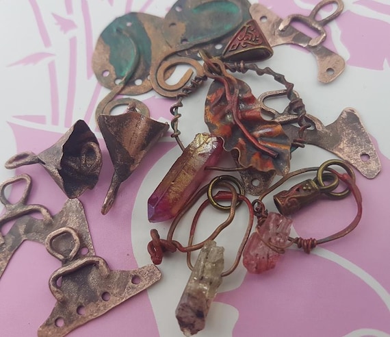 Assemblage Jewelry Parts,antique Copper Elements,altered  display picture 1