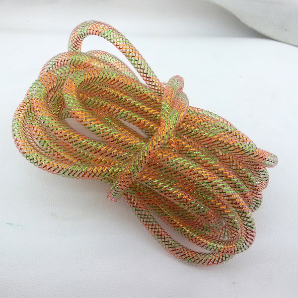 tube maillé, tube en maille en nylon doré, maille en tube creux, tube en maille arc-en-ciel, tube en tresse extensible, tube en maille iridescente, tube en maille pour bracelet