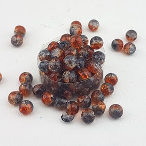 black Glass beads,8 mm cracked Glass beads,6 mm orange glass Beads,round Glass Beads,clear black glass beads,cracked orange clear glass bead