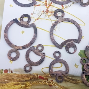 antiqued copper jewelry parts,soldered copper pendant,antique copper rustic elements,patina copper quirky earrings blank,antique metal charm