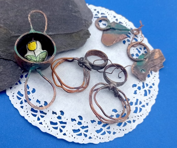 Antique Copper Elements,assemblage Jewelry Parts,altered  display picture 1