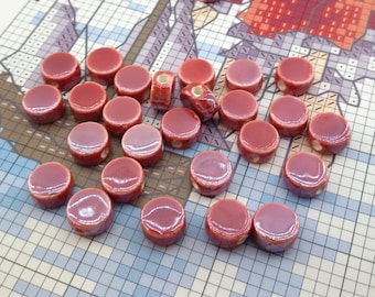 red round ceramic beads,small flat ceramic bead,big hole ceramic beads,small red ceramic beads,red ceramic glazed beads,red porcelain beads