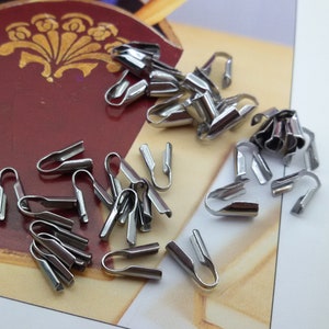 flat chain end,silver tone steel crimp cord end,flat finish for chain bracelet,steel end for chain necklace,findings to finish flat chain