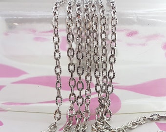 decorative cable jewellery chain silver colour,open link jewellery chain silver tone,open cable chain silver colour,fancy type jewelry chain