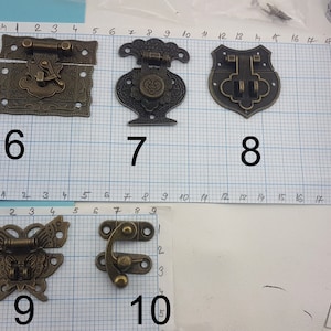 decorative metal latch,vintage decor latches,ornate hasp for box,1 pcs metal hasp latch suitcase buckle,antique brass small lock,box closer, image 2
