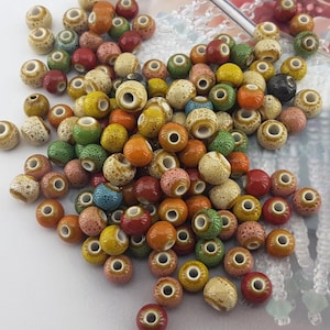 multicolored ceramic beads,bulk price color mix ceramic beads,big hole colorful porcelain bead,color mix porcelain bead,glazed macrame beads