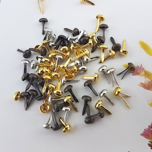 rivetti divisi, rivetti biforcati con mix di colori, piccolo rivetto decorativo, rivetto a due gambe, rivetto biforcato diviso, rivetto perforante color bronzo argento oro