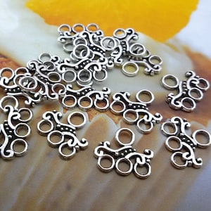 antyczny srebrny metalowy ornament do biżuterii,Złącza Antyczny srebrny odcień,srebrna ozdoba bransoletki,ozdobny łącznik bransoletki,kolczyki łącznik