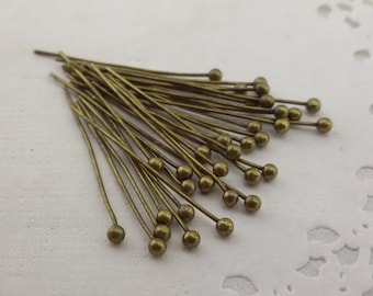 ball head bronze tone pin,ball point antique bronze ball pin,ball head jewellery pin,patina bronze plated bead ball pin,bronze tone ball pin