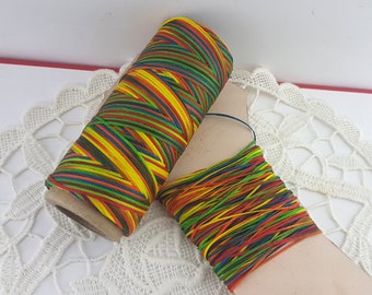 Cordón plano de poliéster 1 mm, hilo encerado arco iris, hilo de poliéster colorido, cordón de color encerado trenzado, cordón de costura de cuero, hilo encerado arco iris