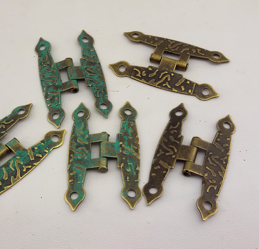 Vintage Metal Hinges,2 Decorative Hinges,verdigris Medieval Hinges,big
