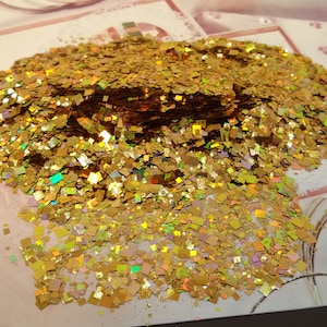 gouden vlokken en fijne ambachtelijke glitter, goud glanzende glittervlokken, iridiscent kaars maken gouden glittervlok, gouden vlok gloeiend effect glitter