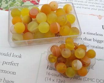 orange agate beads,round orange agate beads,small orange agate beads,gemstone agate beads,matte orange agate beads