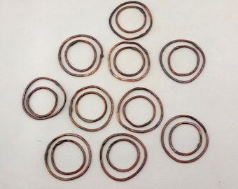 copper soldered rings,big Connectors Antique copper,closed copper circle Connectors,round antiqued copper connectors,big copper round Links