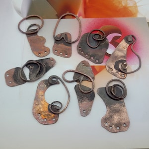 antiqued copper charms,rustic elements for jewelry,patina altered copper charms,assemblage jewelry parts,focal copper jewelry elements