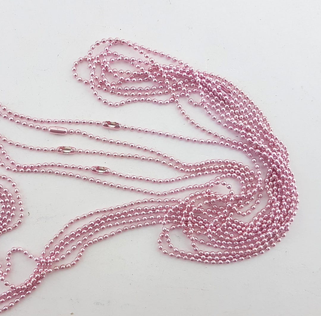 Pink Ball Chains With Closure,ready to Use Ball Chain,pink Finished ...