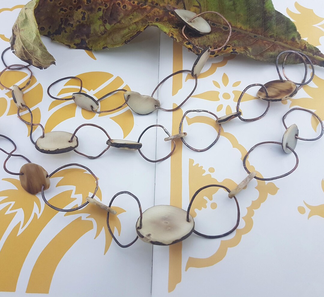 Nut Chain Antiqued Copper and Tagua Nut Chain Part,soldered Copper Jewelry Parts ...