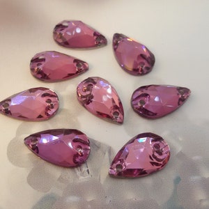 pink crystal sew on rhinestone,pink flat back rhinestone,drop shape Sew On pink crystal strass,sew on dress pink crystal embellishment