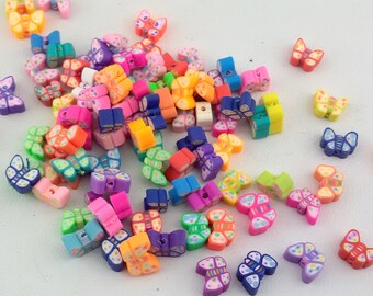 butterfly rubber  beads,20 colorful butterfly beads,Polymer Clay Beads,kids bracelet beads,rubber kids beads,funny beads,Small cute  beads