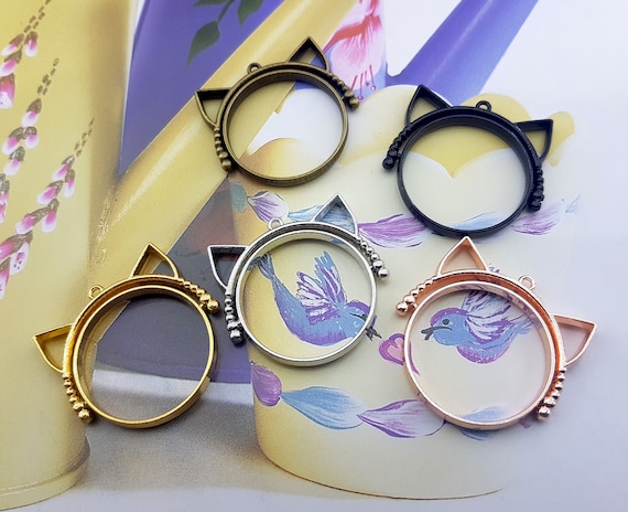 Resin Filling Cat Pendants open Frame Pendant rotate Pendant Base