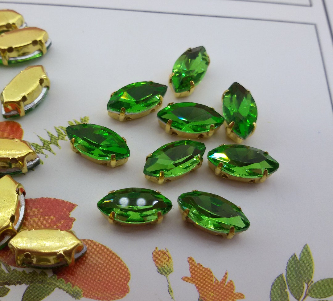 Sew on Rhinestone,green Glass Rhinestones With Claw,horse Eye Sew on